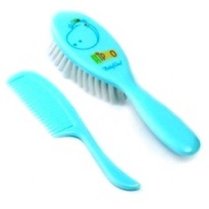 Mäkká detská kefka a hrebeň HIPPO, modrá